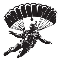 Skydiver with Parachute Silhouette
