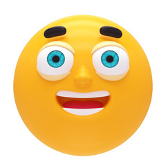 smiley face emoticon 3d render icon in cartoon plastic style minimal isolated on transparent white background	