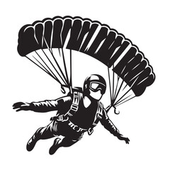 Skydiver with Parachute Silhouette