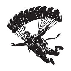 Skydiver with Parachute Silhouette