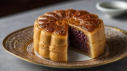 Delicious traditional Mid autumn dessert arrangement moon cake