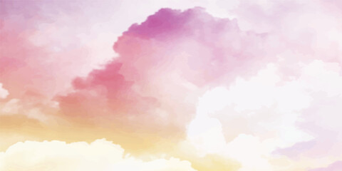 pink yellow pastel cloud sky abstract watercolor background. clouds and sky.