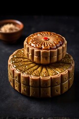 Delicious traditional Mid autumn dessert arrangement moon cake