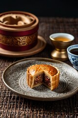 Delicious traditional Mid autumn dessert arrangement moon cake