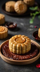 Delicious traditional Mid autumn dessert arrangement moon cake