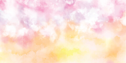 Soft dreamy pastel clouds watercolor background texture.