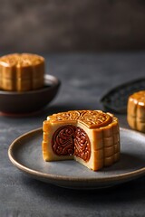 Delicious traditional Mid autumn dessert arrangement moon cake