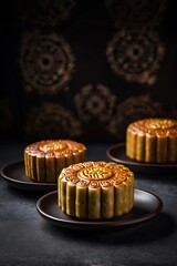 Delicious traditional Mid autumn dessert arrangement moon cake