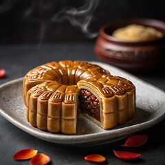 Delicious traditional Mid autumn dessert arrangement moon cake