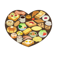 朝食アイテムハート　breakfast  item  heart