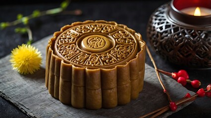 Delicious traditional Mid autumn dessert arrangement moon cake