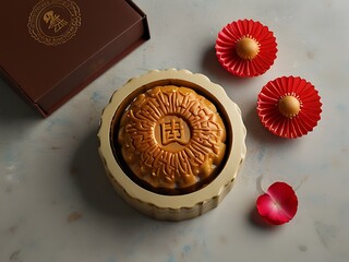Delicious traditional Mid autumn dessert arrangement moon cake