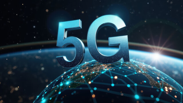 Revolutionary technology enhances connectivity with 5G, showcasing digital network over globe