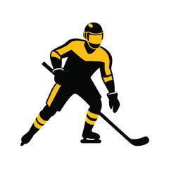 Obraz premium Hockey player silhouette vector on ice in action