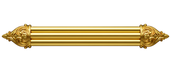 Golden Ornate Horizontal Design Element for Elegance and Grandeur isolated on transparent cutout background, cut out, png