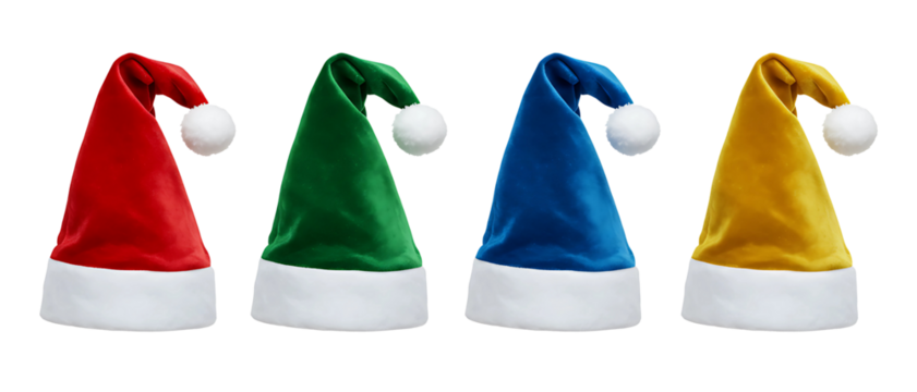 Holiday Caps. Isolated on transparent background, png