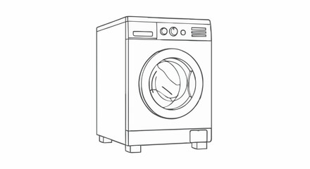 Line drawing of a modern washing machine