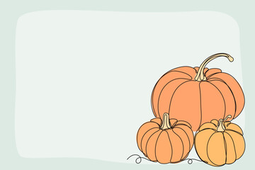 Line Art Pumpkin. Happy Halloween Holiday Greeting Card Element. Autumn Thanksgiving Party Mascot Contour. Seasonal Vegetable Food Icon. One Continuous Outline Drawing Modern Design. Halloween Decor	
