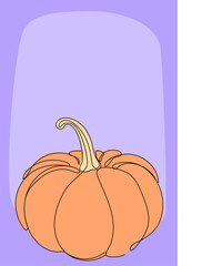 Line Art Pumpkin. Happy Halloween Holiday Greeting Card Element. Autumn Thanksgiving Party Mascot Contour. Seasonal Vegetable Food Icon. One Continuous Outline Drawing Modern Design. Halloween Decor	
