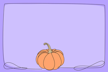Line Art Pumpkin. Happy Halloween Holiday Greeting Card Element. Autumn Thanksgiving Party Mascot Contour. Seasonal Vegetable Food Icon. One Continuous Outline Drawing Modern Design. Halloween Decor