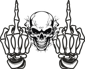 Skull Middle Finger 