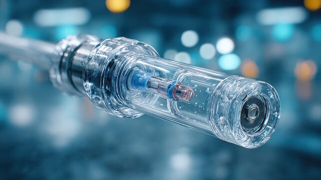 Close up view of a polished chrome tracheostomy tube