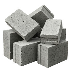 Concrete Blocks Stacked Gray Construction Material Build Industry Architecture Brick Block on transparent background