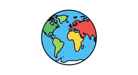 Fototapeta premium earth illustration a simplified world map showcasing continents in vibrant colors perfect for educational materials and global awareness campaigns.
