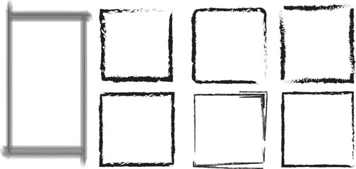  brush stroke grunge frame. Grunge frame collecton. Grunge border set. Set of grunge square frames.	