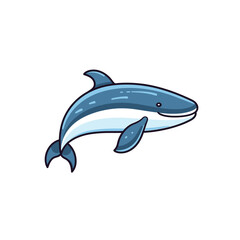 Simple flat color vector illustration of a whale in a minimalist style perfect for ocean themes and marine life designs