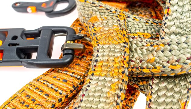 Close-up of safety harness webbing