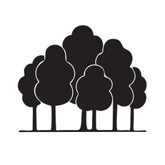 Silhouette Forest Scene – Minimal Nature Icon