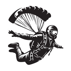 Skydiver with Parachute Silhouette