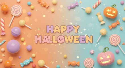 Cute Candy Happy Halloween Background