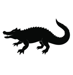 Silhouette of a menacing alligator, viewed from side