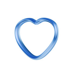 Blue heart shaped on a isolated white background. 3d rendering
