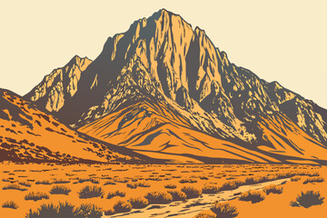 Mount Williamson in Sierra Nevada, California, massive granite peak towering above Owens Valley desert floor © Jaana