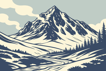 Mount Wrangell in Alaska, volcanic massif with snowfields and steaming vents