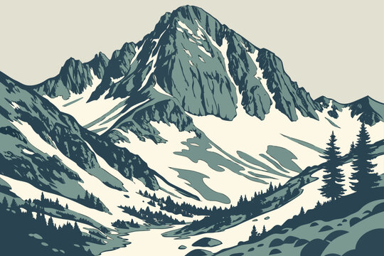 Mount Wilson in Colorado, sharp rocky peak with snowy ridges and dramatic alpine valleys