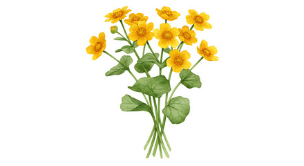 Fototapeta premium Yellow Primrose Flowers Blooming Brightly on Transparent Background