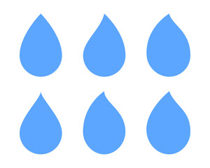 Water drop icons symbolizing liquid, hydration, and purity, suitable for environment, clean water, conservation, eco projects, weather graphics, and sustainability concepts