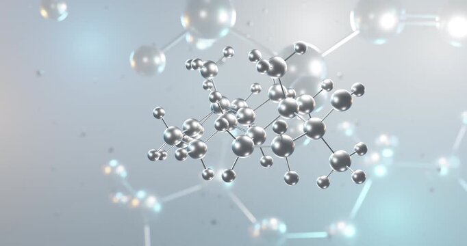 Methyltestosterone rotating 3d molecule, molecular structure of anabolic steroid seamless video
