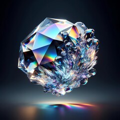 Iridescent Crystal Island with Rainbow Light