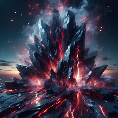 Obsidian Fragment Island with Red Fissures