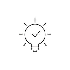 Black Bulb with Checkmark Icon ? Quick Tip, Idea Approval, Efficiency Symbol Vector..eps
