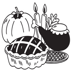 invitation, thanksgiving, american, graphic, ink, vignetting, whimsical, celebrate, element, family, festive, glasses, greeting, happy, illustration, menu, retro, seasonal, set, sticker, vintage, card