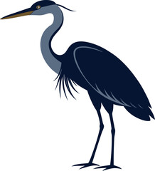 Illustration of a great blue heron, standing tall