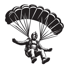 Skydiver with Parachute Silhouette