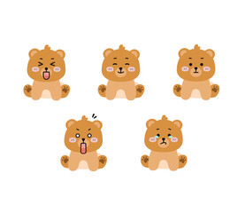 Cute bear Character Set, Animal Illustration Icons with Various Emotions and Expressions