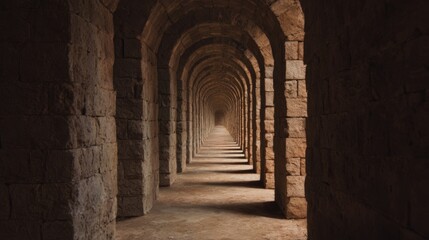 Obraz premium Endless stone arches create mesmerizing corridor of depth and pe